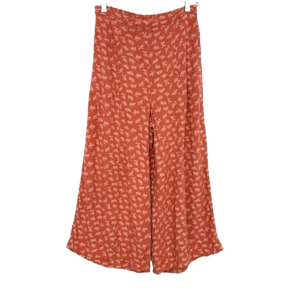 American Eagle Outfitters Rust Floral Wide Leg Pants